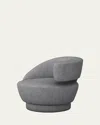 Interlude Home Arabella Right-arm Swivel Chair In Dk Gray Chenille