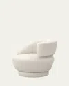 Interlude Home Arabella Right-arm Swivel Chair In Faux Linen / Ecru