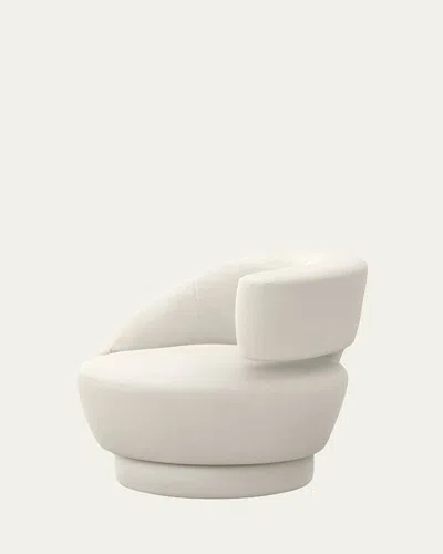 Interlude Home Arabella Right-arm Swivel Chair In Faux Linen / Ecru