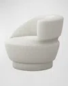 Interlude Home Arabella Right-arm Swivel Chair In Shearling / Cream