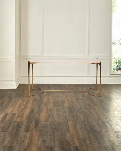 Interlude Home Beaumont Console Table In Travertine, Bronze