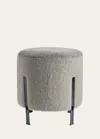 Interlude Home Bexley Faux Fur Stool In Matte Black, Pewt