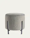 Interlude Home Bexley Faux Fur Stool In Matte Black, Pewter