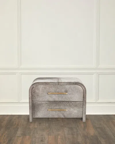 Interlude Home Boden Hair On Hide Bedside Chest In Gray