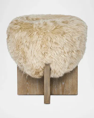 Interlude Home Brooks Shearling Stool In Neutral