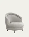 Interlude Home Capri Swivel Chair In Faux Linen Gray