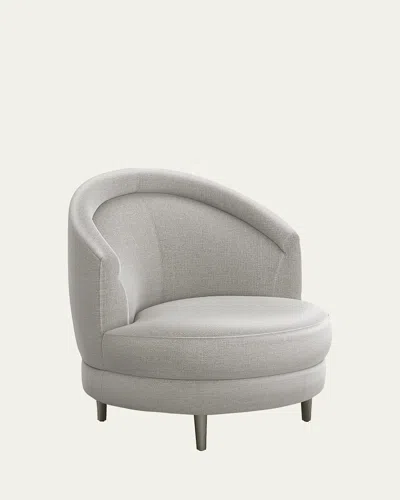 Interlude Home Capri Swivel Chair In Faux Linen Gray