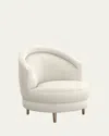 Interlude Home Capri Swivel Chair In Faux Linen Pearl