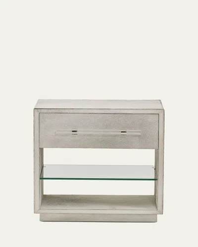 Interlude Home Cassian Hair On Hide Bedside Chest In Gray