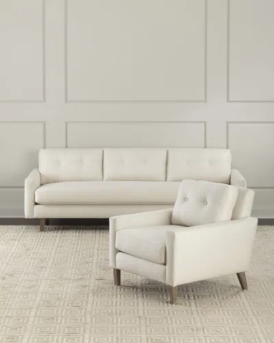 Interlude Home Chloe Banquette In Faux Linen Pearl