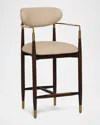Interlude Home Cidra Vegan Leather 26" Counter Stool In Walnut, Cream Latte