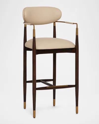 Interlude Home Cidra Vegan Leather 30" Bar Stool In Walnut, Cream Latte