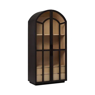 Interlude Home Claudine Glass Door Cabinet In Black