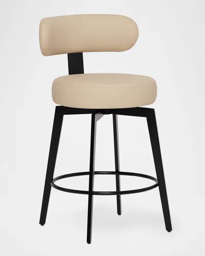 Interlude Home Clermont Vegan Leather 25" Counter Stool In Black
