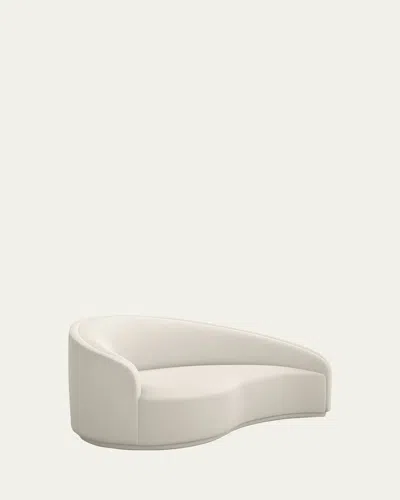 Interlude Home Dana Left Curved Chaise In Faux Linen Pearl