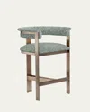 Interlude Home Darcy 27" Counter Stool In Pool, Antique Bronze