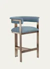 Interlude Home Darcy 27" Counter Stool In Surf, Antique Bro