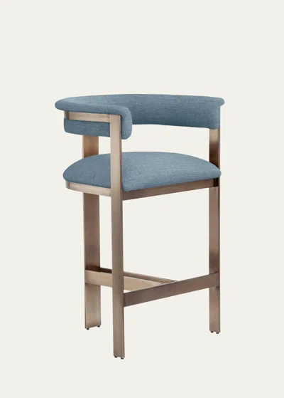 Interlude Home Darcy 27" Counter Stool In Surf, Antique Bro