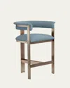 Interlude Home Darcy 27" Counter Stool In Surf, Antique Bronze