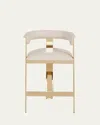 Interlude Home Darla Brass And Leather Counter Stool In Cream