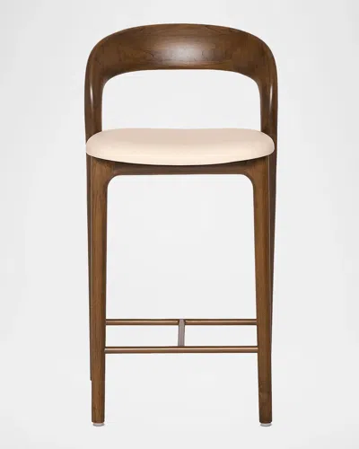 Interlude Home Felix Vegan Leather 25" Counter Stool In Brown