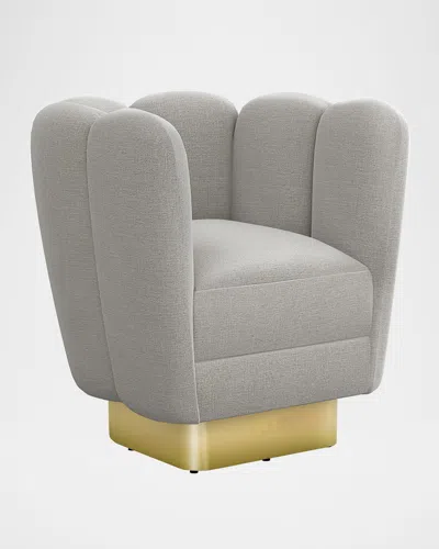 Interlude Home Gallery Brass Swivel Chair In Gray