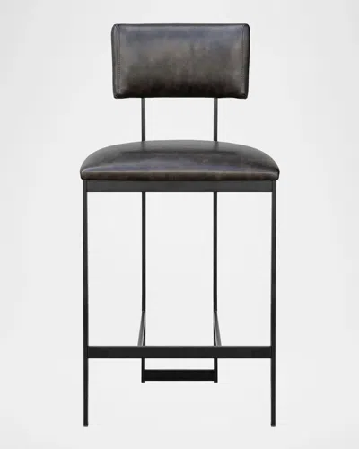 Interlude Home Landon Ii Vegan Leather 26" Counter Stool In Black