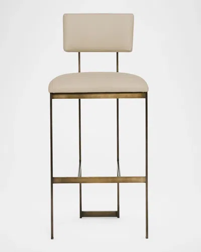 Interlude Home Landon Ii Vegan Leather 30" Bar Stool In Gold