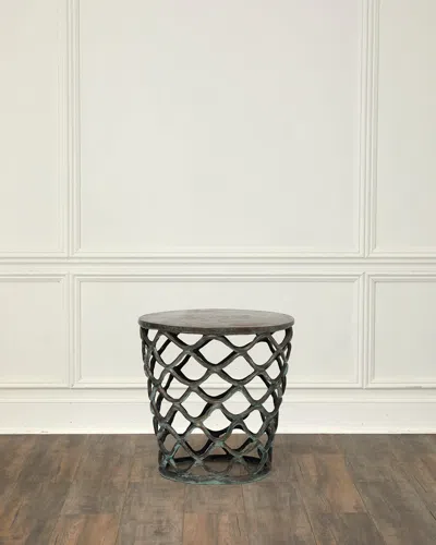 Interlude Home Lattice Accent Table In Verdigris