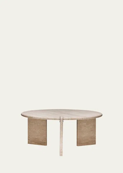 Interlude Home Lorenzo Cocktail Table In Raw Travertine