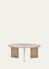 Interlude Home Lorenzo Petite Cocktail Table In Raw Travertine