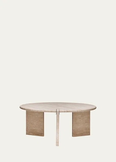 Interlude Home Lorenzo Petite Cocktail Table In Raw Travertine