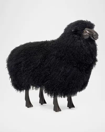 Interlude Home Lucie Baby Sheepskin Bench In Black