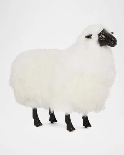Interlude Home Lucie Baby Sheepskin Bench In White