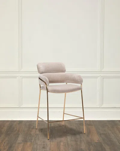Interlude Home Marino 27" Chenille Counter Stool In Beige Latte