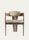 Interlude Home Maryl Faux Fur Dining Chair In Autumn Brown, Faw