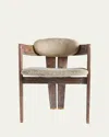 Interlude Home Maryl Faux Fur Dining Chair In Autumn Brown, Fawn, Brushed Brass