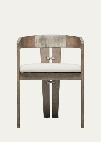 Interlude Home Maryl Iii Dining Chair In Washed Grey, Brushed Silver, Natural