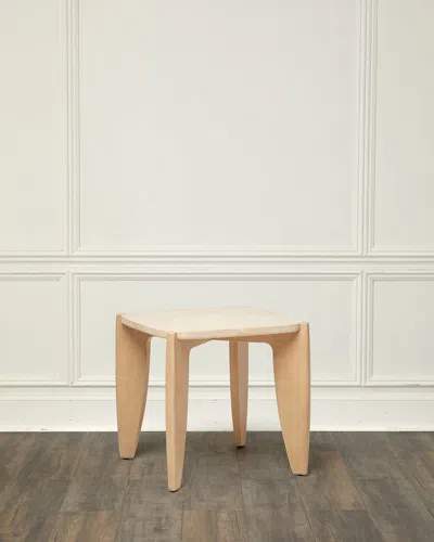 Interlude Home Rocco Travertine Side Table In Brown
