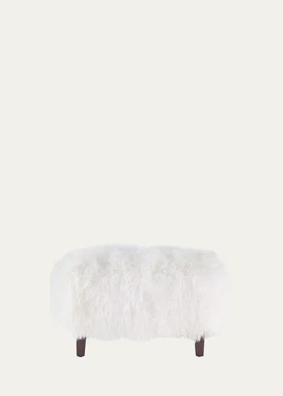 Interlude Home Royce Sheepskin Ottoman In White