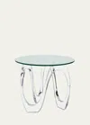Interlude Home Westin Wave Side Table In Clear, Crystal Gl