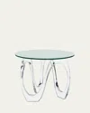 Interlude Home Westin Wave Side Table In Clear, Crystal Glass