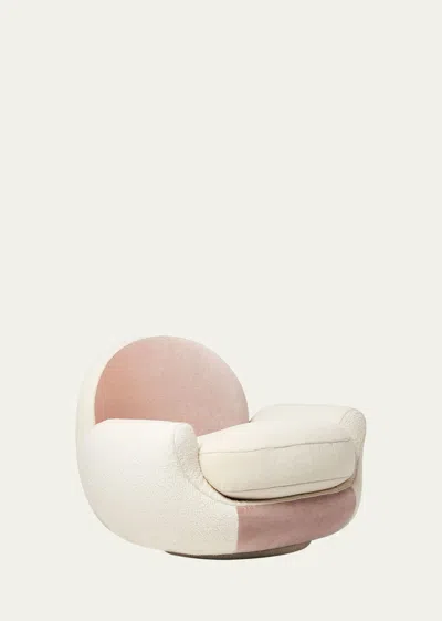 Interlude Home X Widell + Boschetti Laurent Velvet & Sherpa Chair By Barette Widell In Pink, Cream