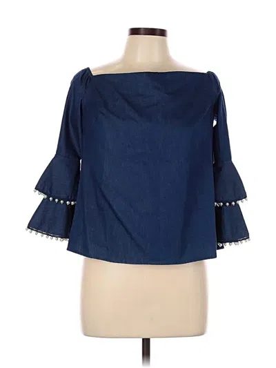 Pre-owned Intermix 3/4 Sleeve Blouse In Blue