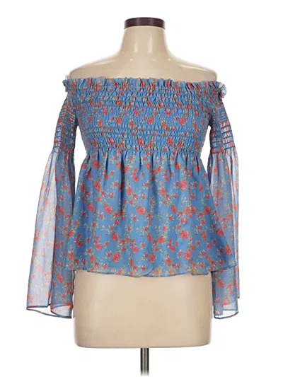 Pre-owned Intermix 3/4 Sleeve Blouse In Blue