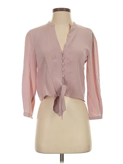 Pre-owned Intermix 3/4 Sleeve Silk Top Pink Tie Neck Tops