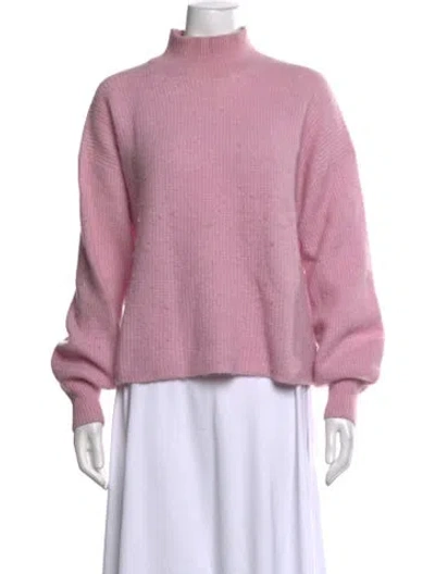 Pre-owned Intermix Alpaca Mock Neck Sweater In Pink