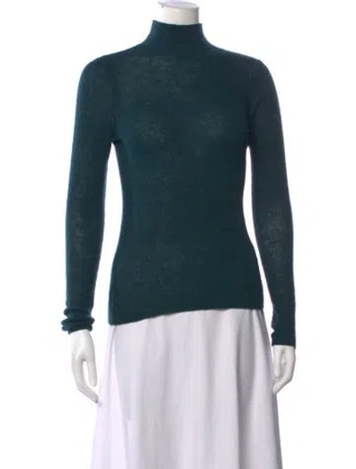 Pre-owned Intermix Alpaca Turtleneck Sweater In Green