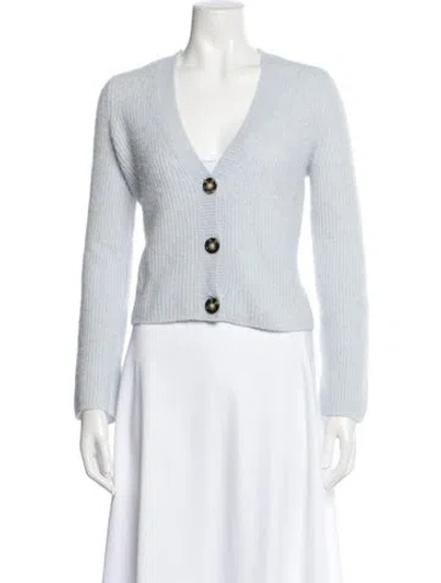 Pre-owned Intermix Alpaca V-neck Sweater In Blue