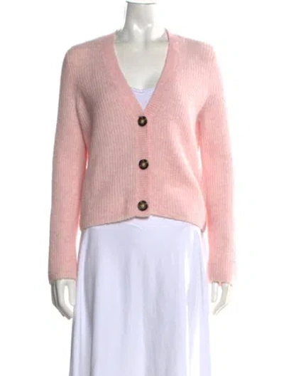 Pre-owned Intermix Alpaca V-neck Sweater In Pink